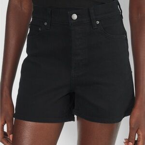 Denim Forum Mid Thigh Black Shorts